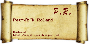 Petrák Roland névjegykártya